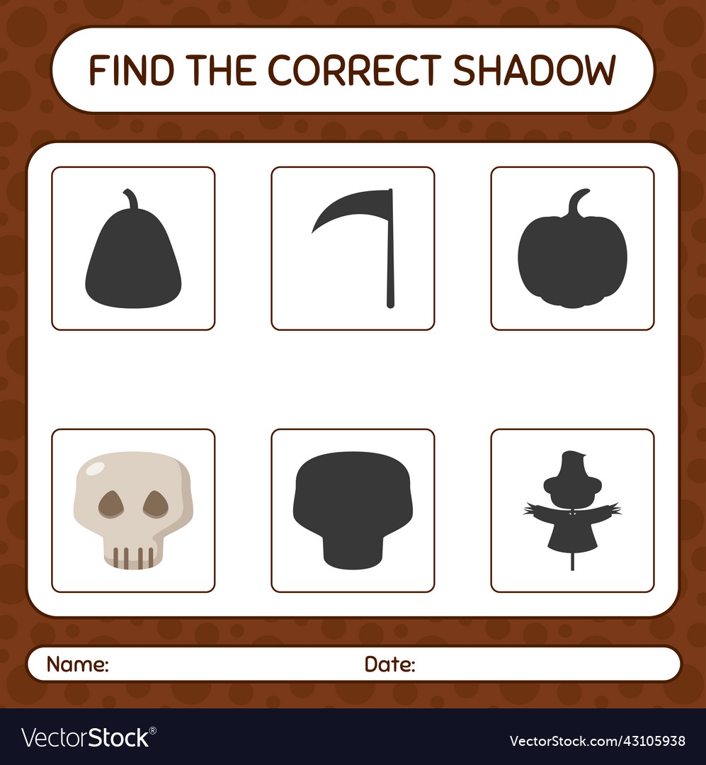 Find the correct shadows game with skull Vector Image Find the correct shadows game with skull