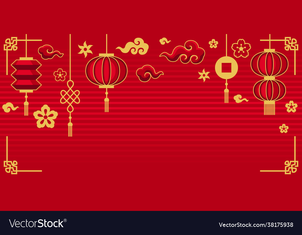 Happy chinese new year greeting card background vector image Happy chinese new year greeting card background