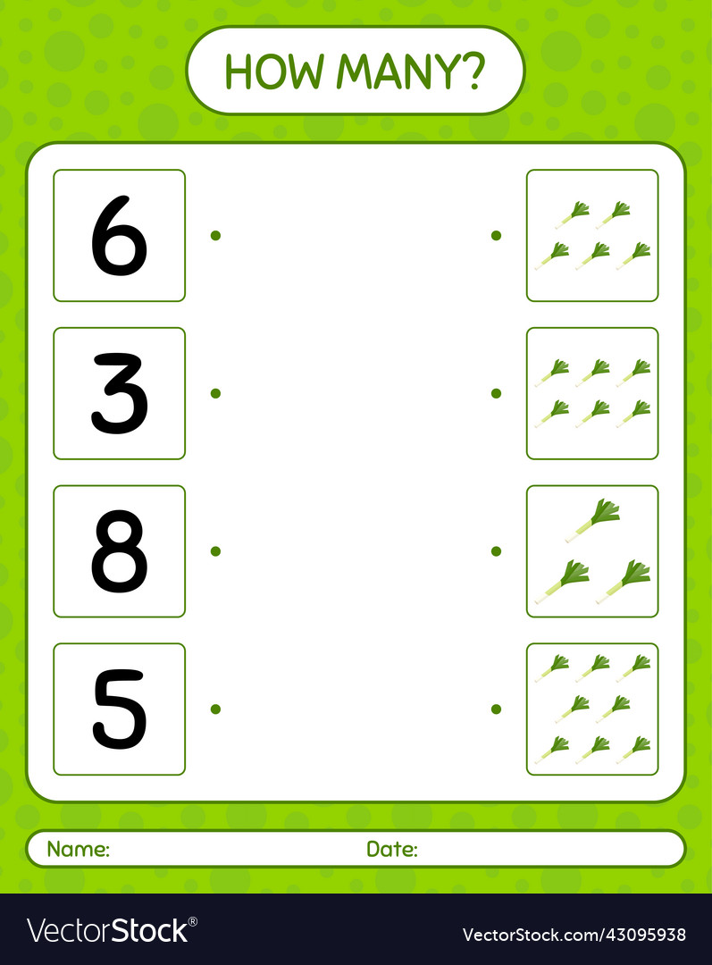 How many counting game with leek worksheet