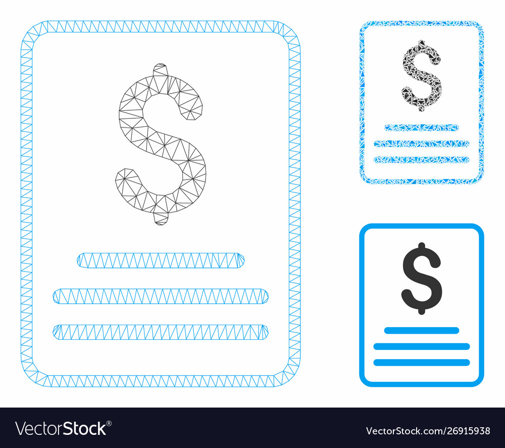 Invoice mesh wire frame model and triangle vector image Invoice mesh wire frame model and triangle