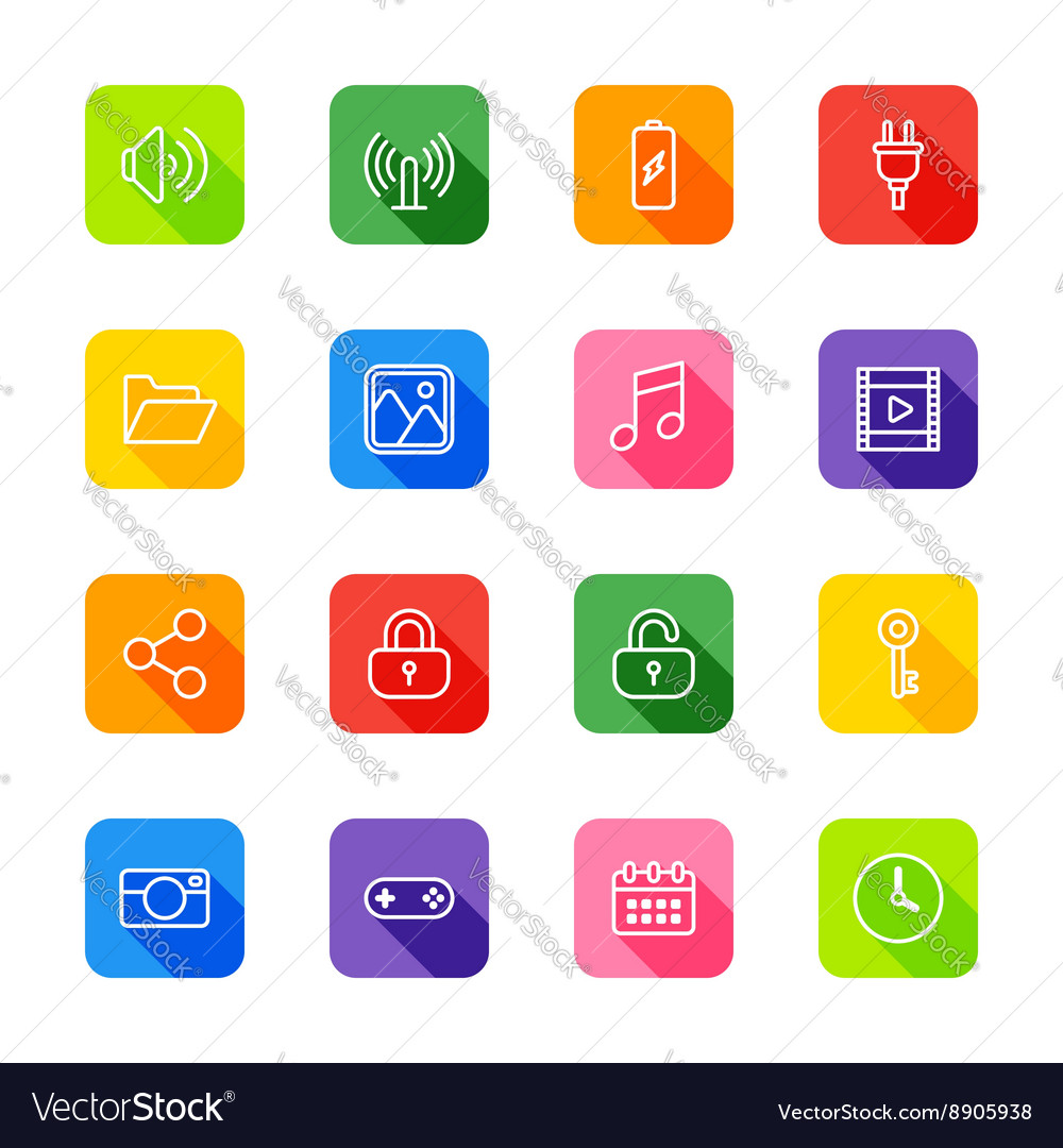 Line Web Icon Set - Colorful
