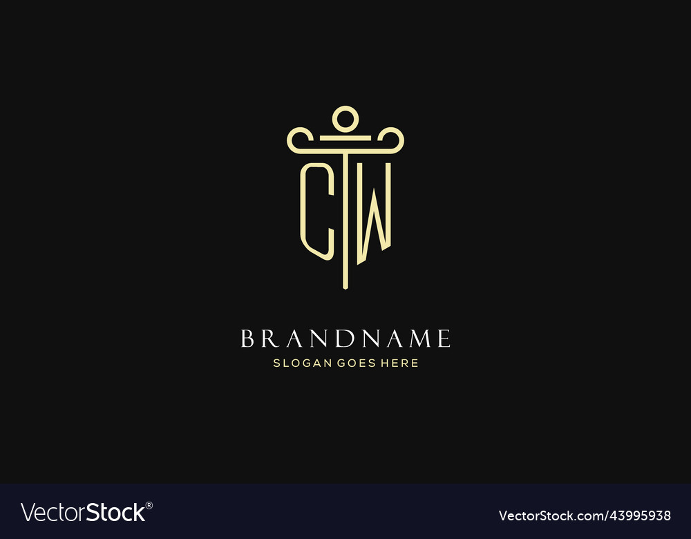 Luxury modern monogram cw logo for law firm Vector Image