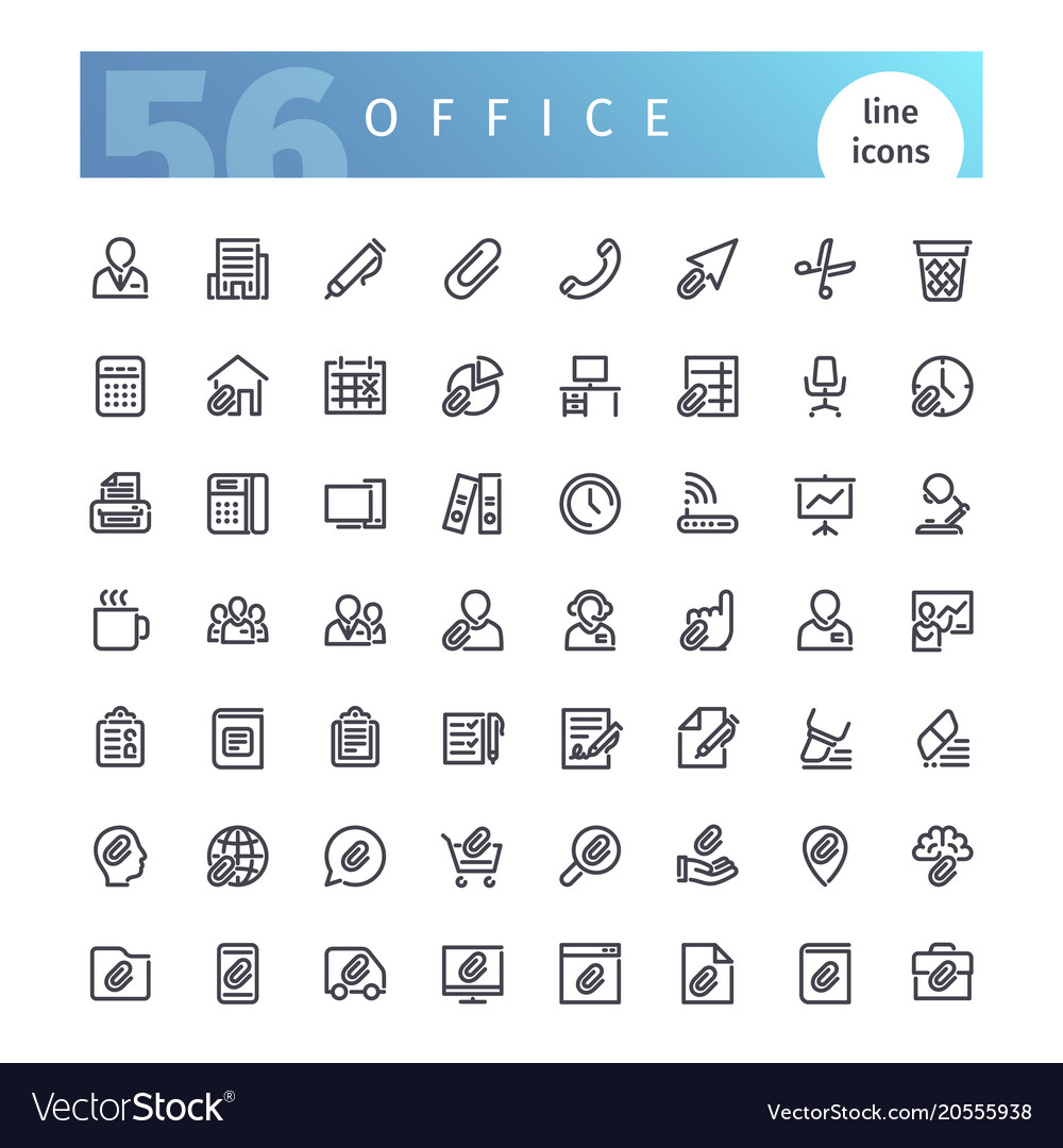 Office line icons set Royalty Free Vector Image