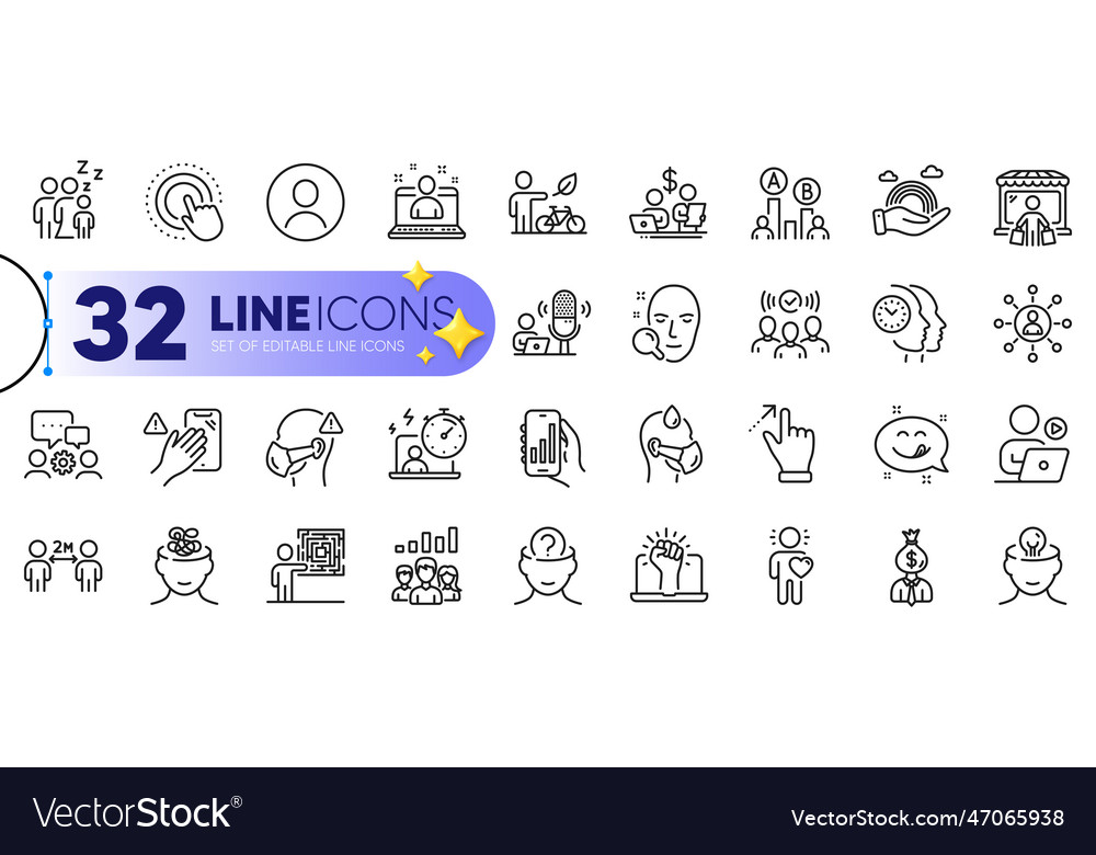 Outline set of podcast ab testing and manager Vector Image Outline set of podcast ab testing and manager
