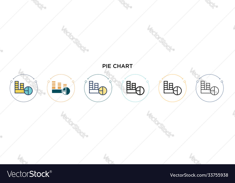 Pie-Diagramm-Symbol in gefüllter dünner Linie Umriss