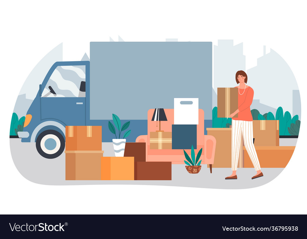 Relocating to new apartment house moving concepts Vector Image