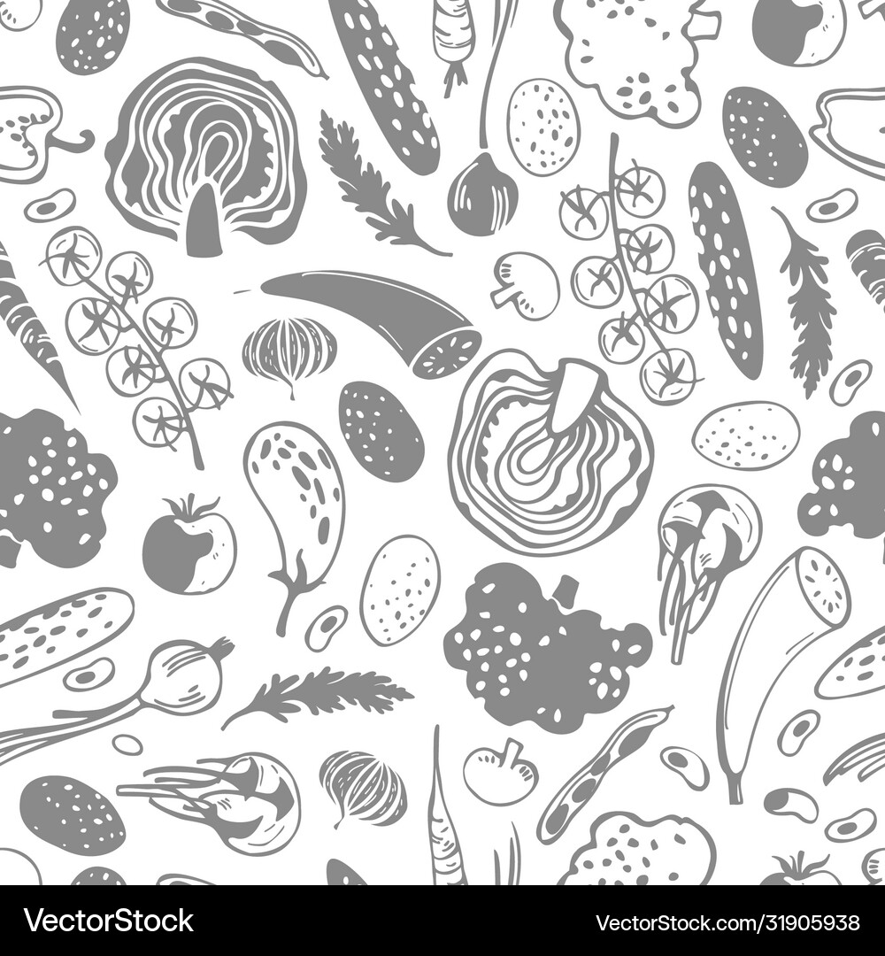 Seamless pattern with hand drawn vegetables Vector Image