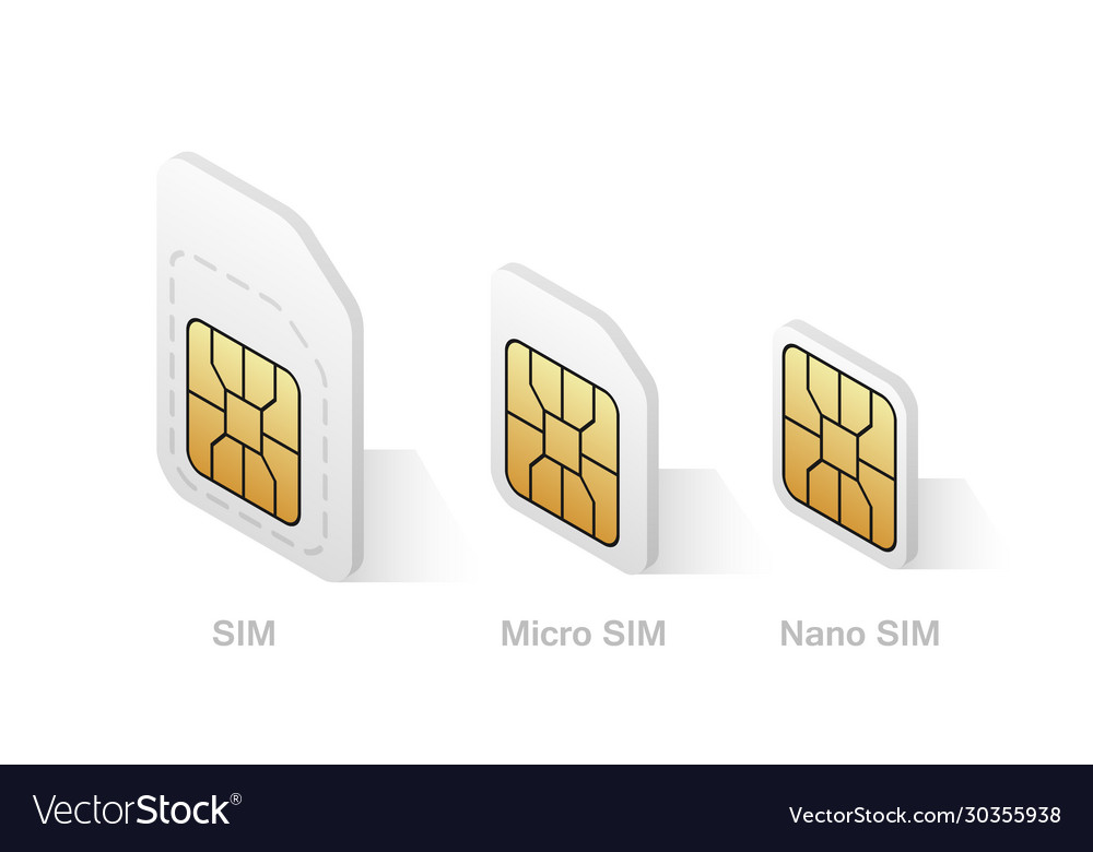 Set different sim card type in isometric style Vector Image Set different sim card type in isometric style