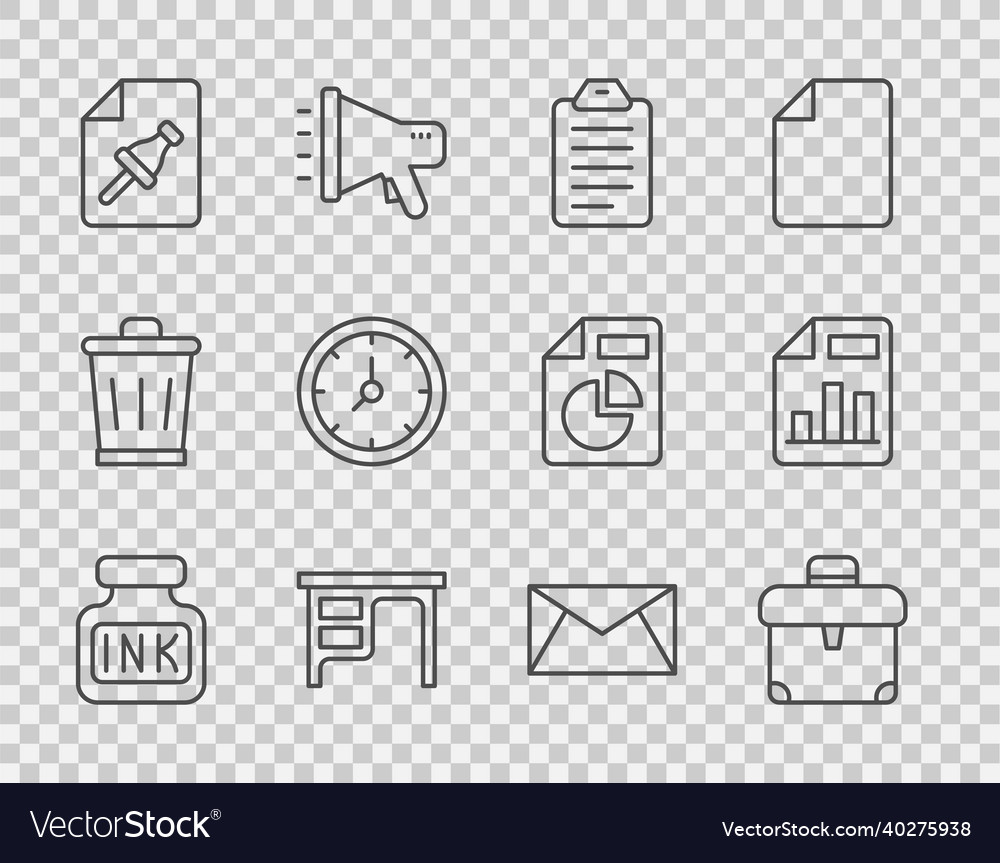 Set line inkwell briefcase to do list