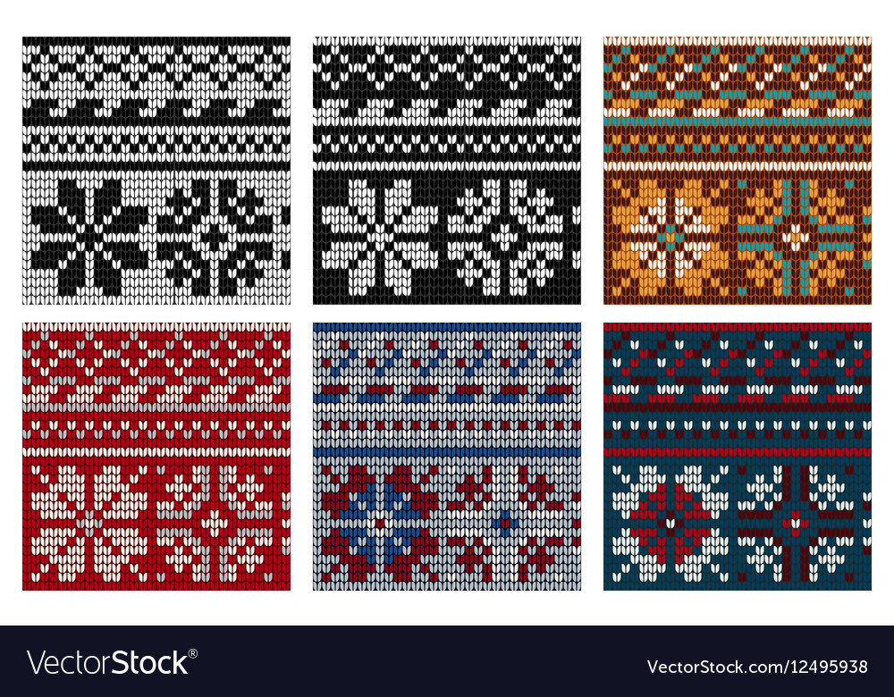 Set of norwegian knitting seamless pattern