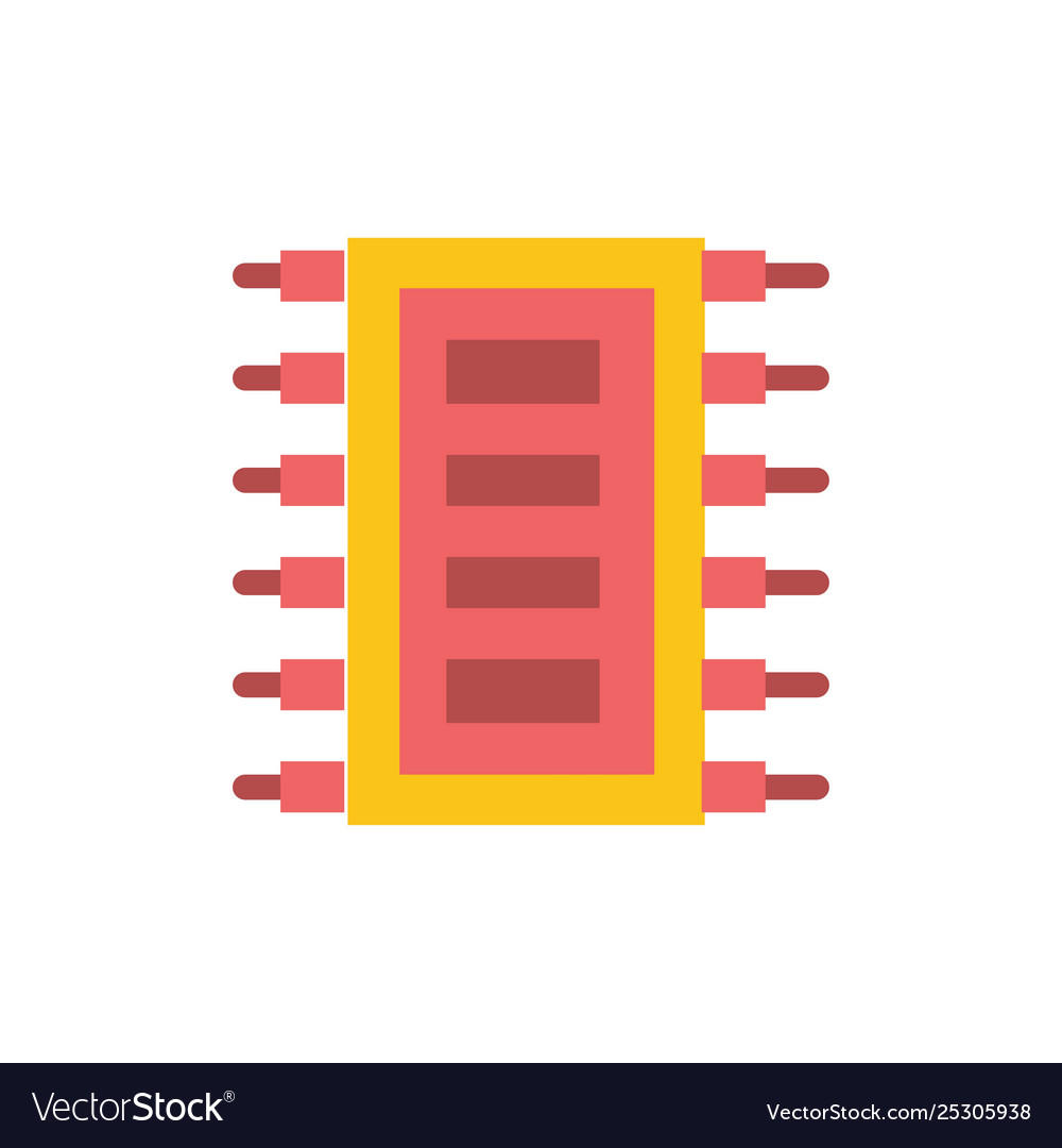 Tech hardware chip computer connect flat color vector image Tech hardware chip computer connect flat color