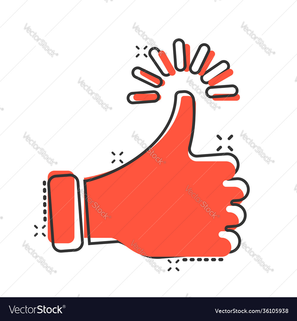 Thumb up icon in comic style like gesture cartoon