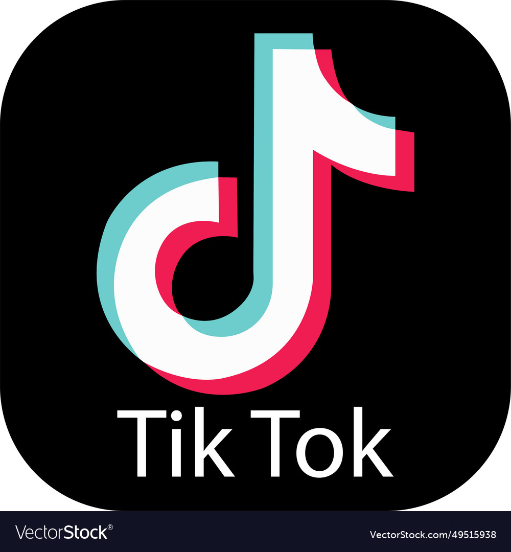 Tik tok icon social media logo black in flat