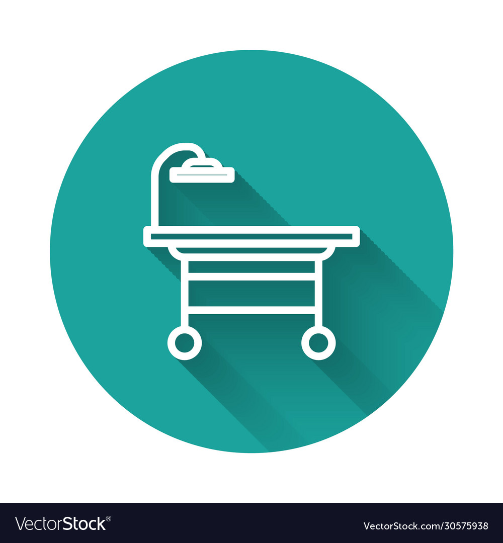 White line operating table icon isolated with long