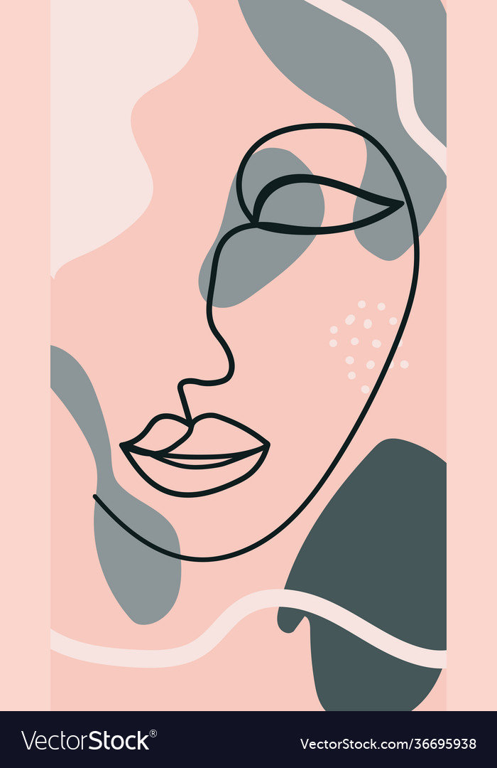 Womans face minimal line style abstract