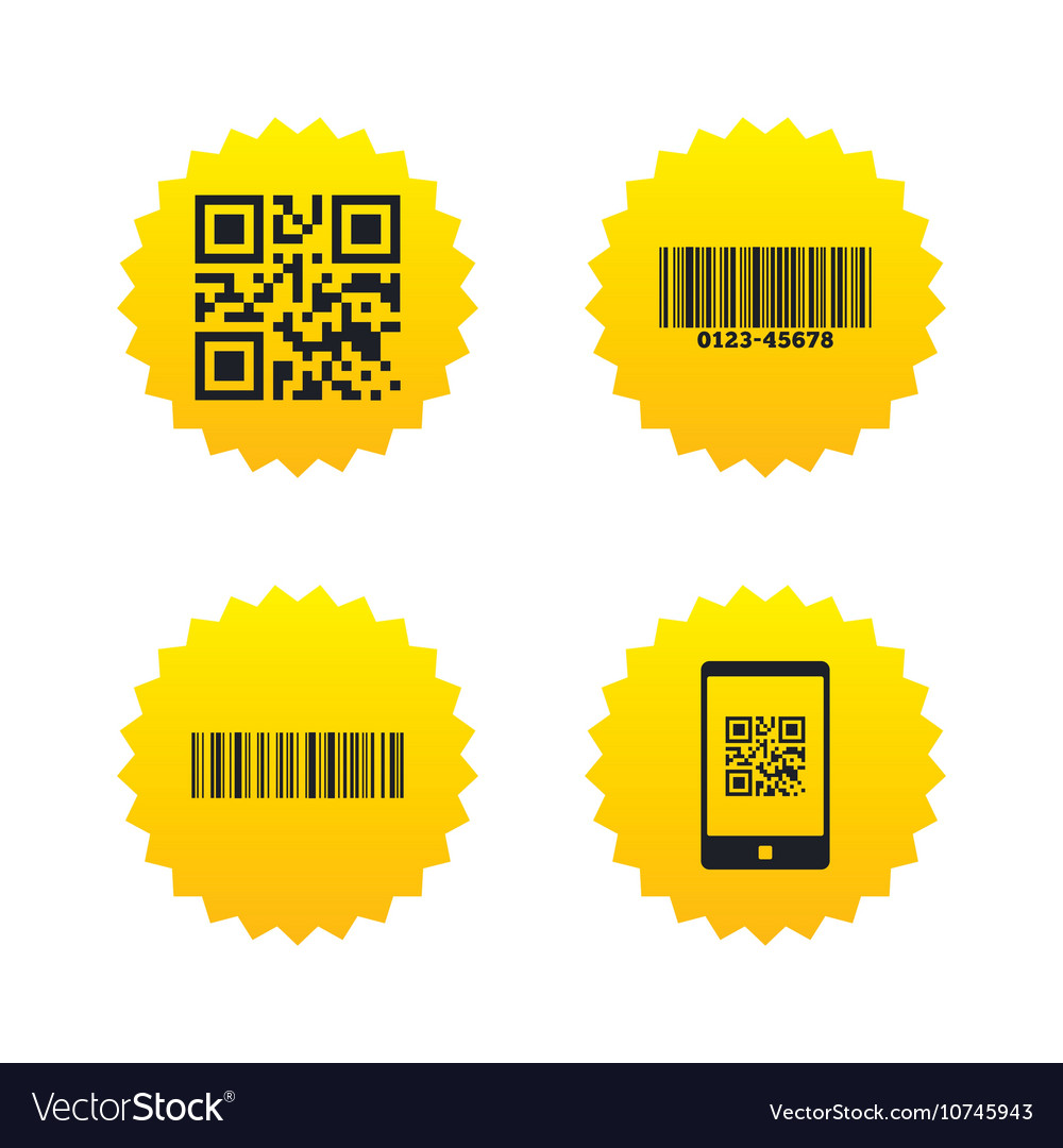 Bar and qr code icons scan barcode symbol