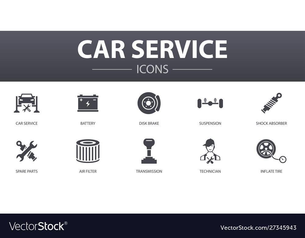 Car service simple concept icons set contains