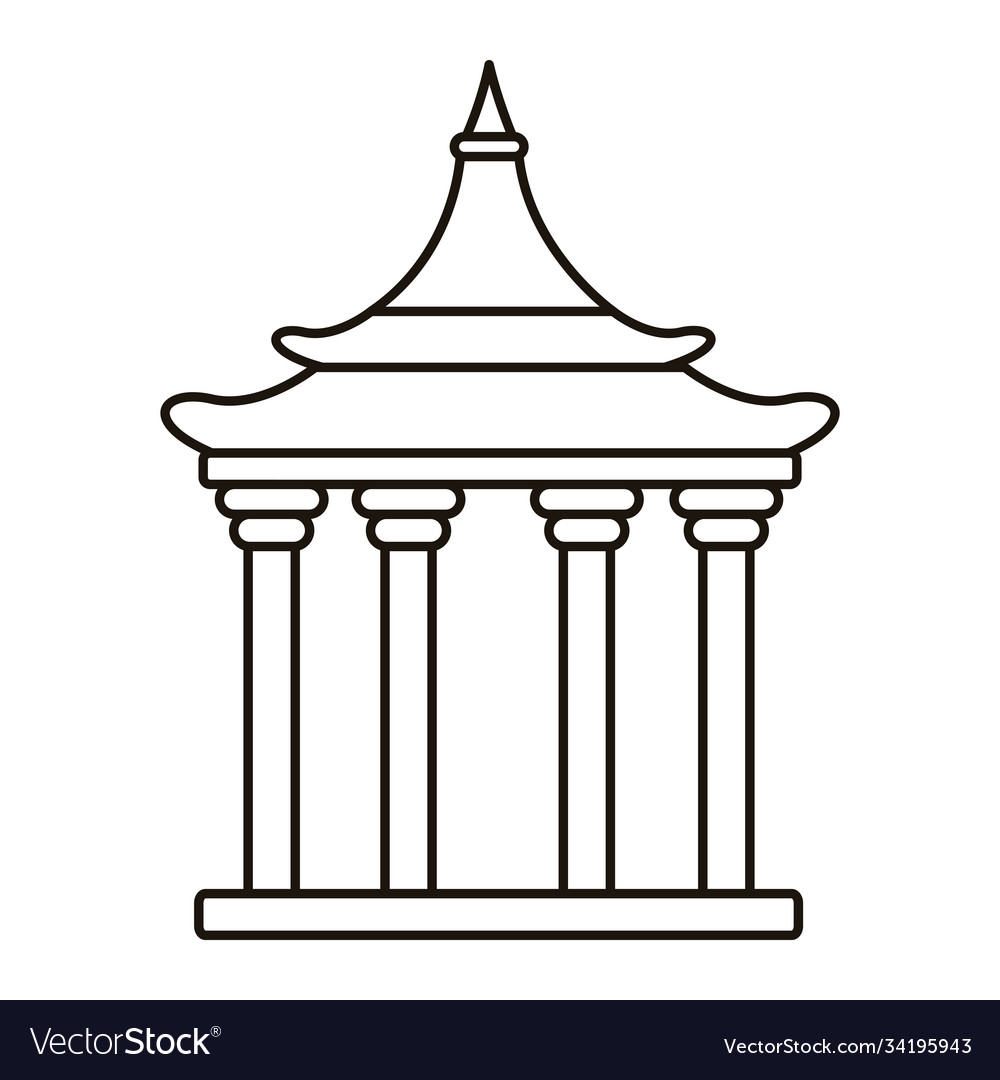 Chinese tower columns structure line style icon
