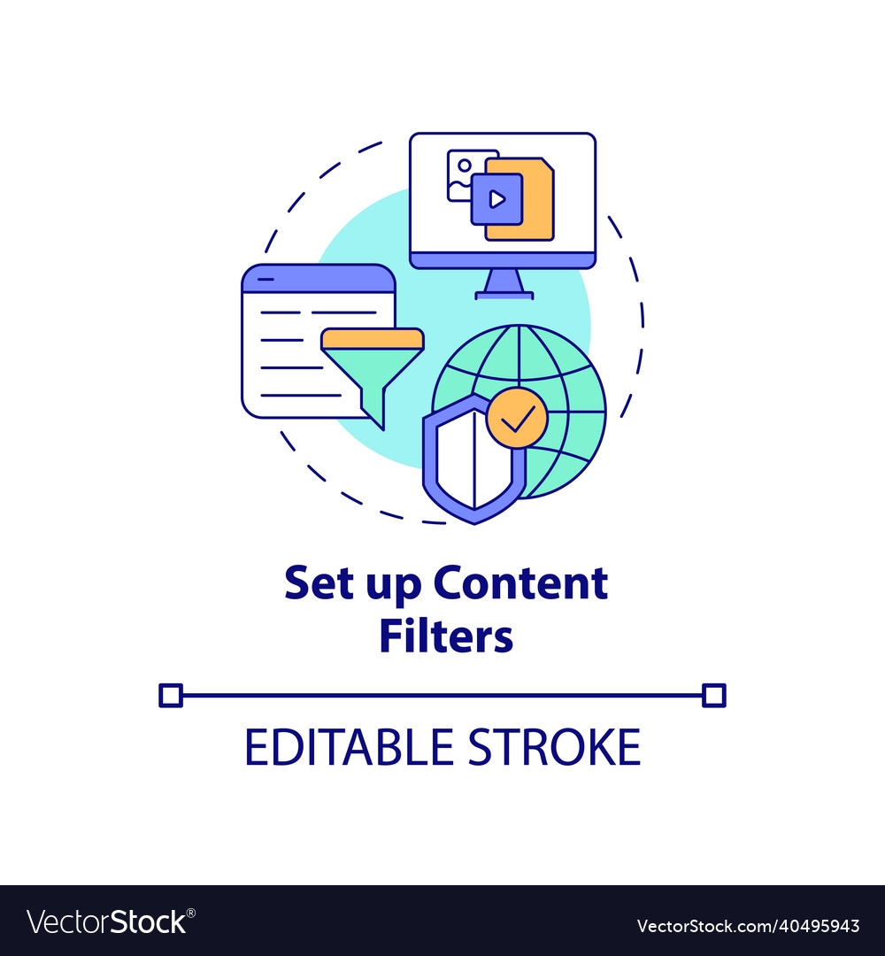 Content filters set up concept icon