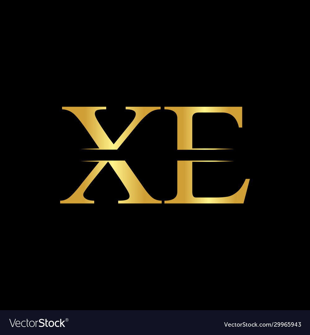 Creative letter xe logo with gold color abstract