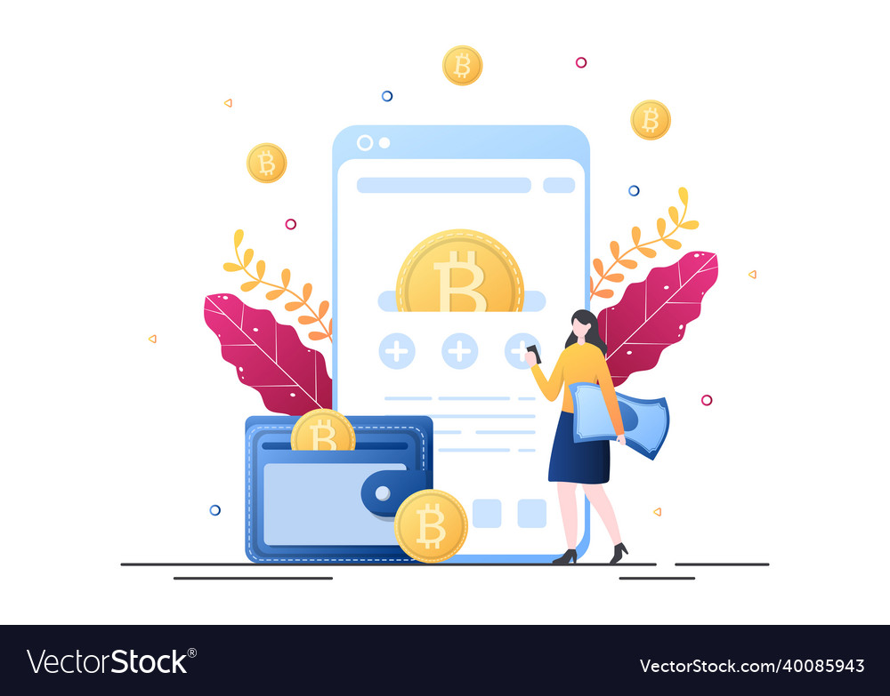 Cryptocurrency wallet app on mobile of blockchain Vector Image Cryptocurrency wallet app on mobile of blockchain