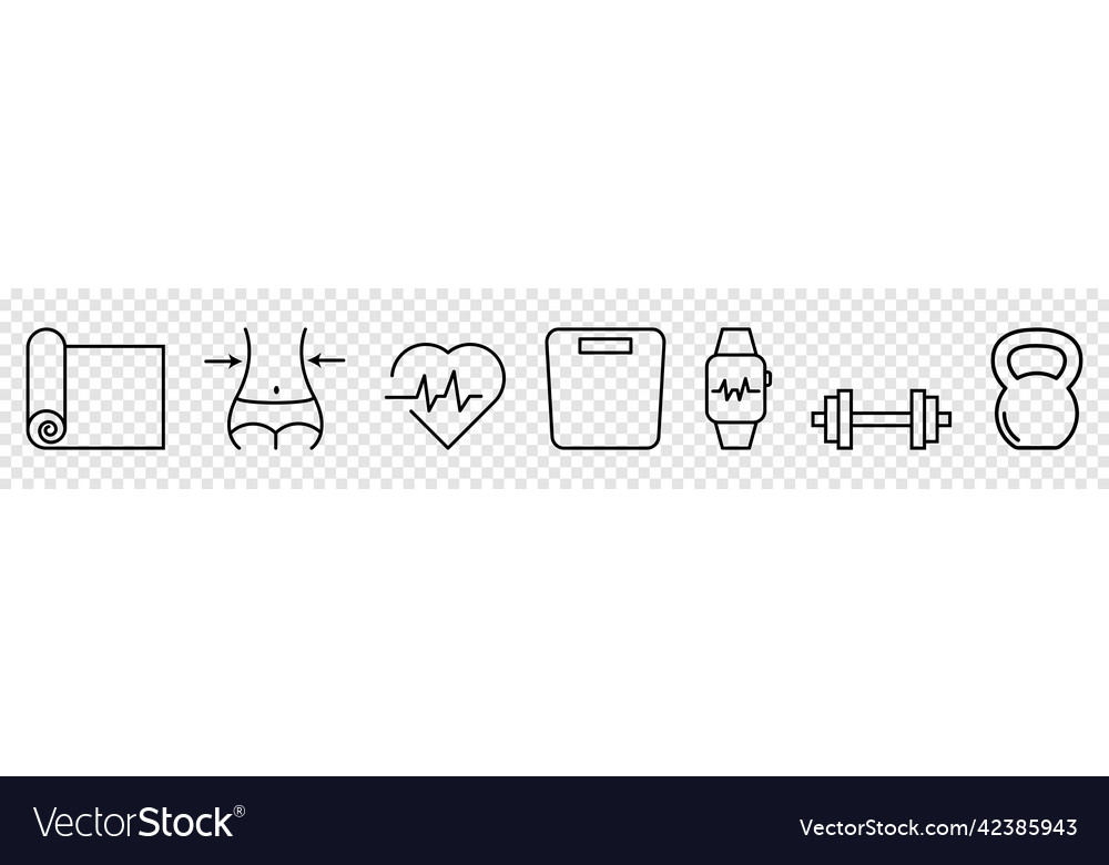 Fitness line icons vector image Fitness line icons
