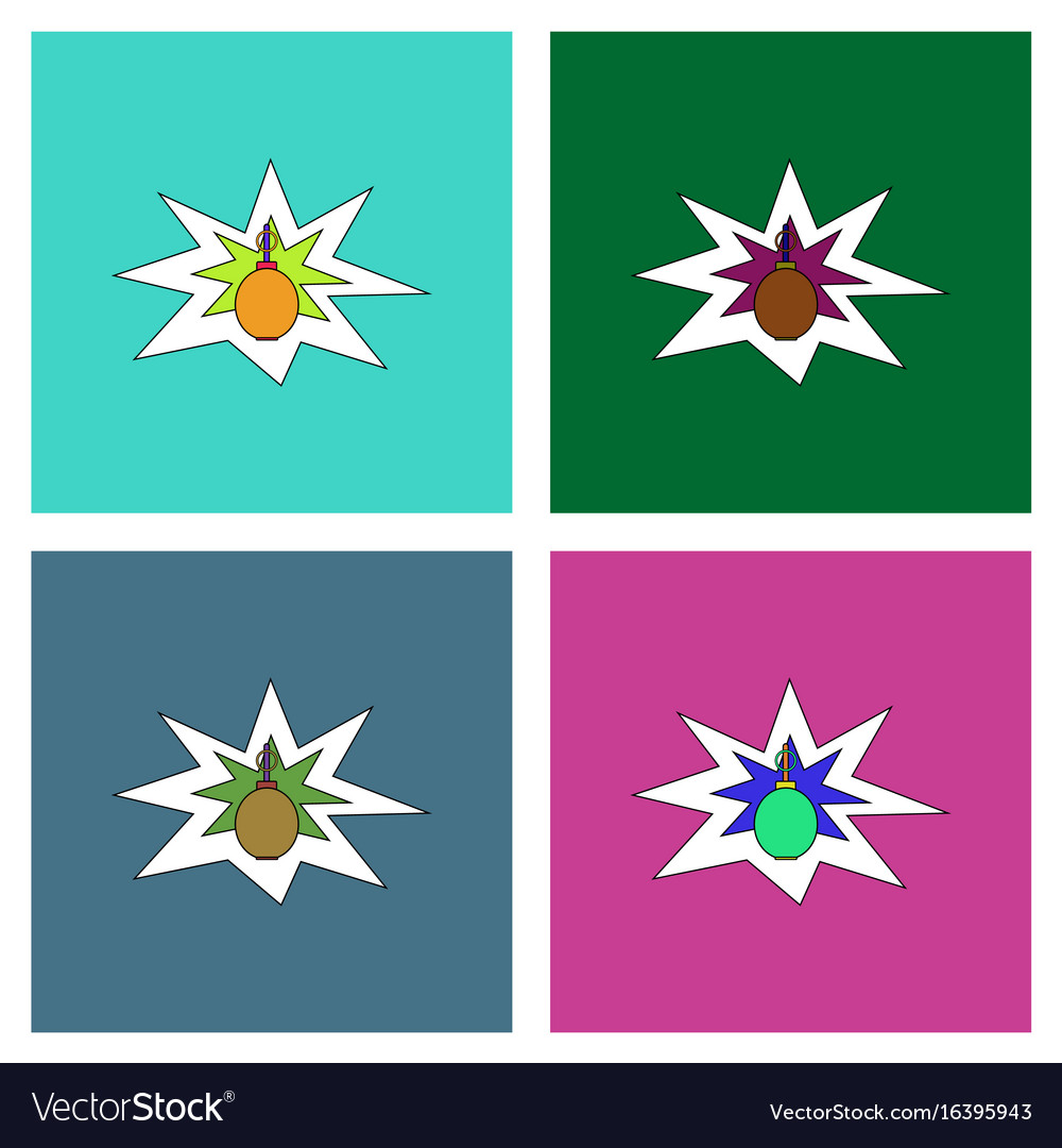 Flat icon design collection bomb explosion