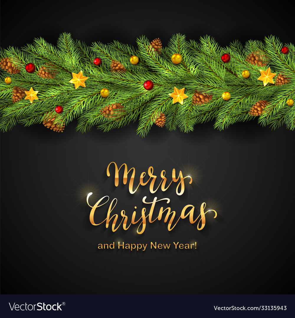 Golden christmas lettering on black background