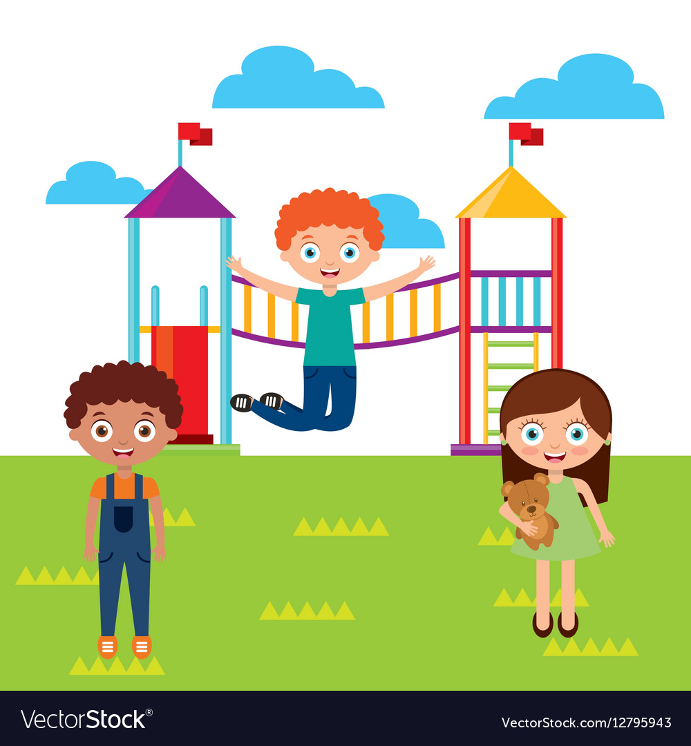 Happy kids playing Royalty Free Vector Image - VectorStock