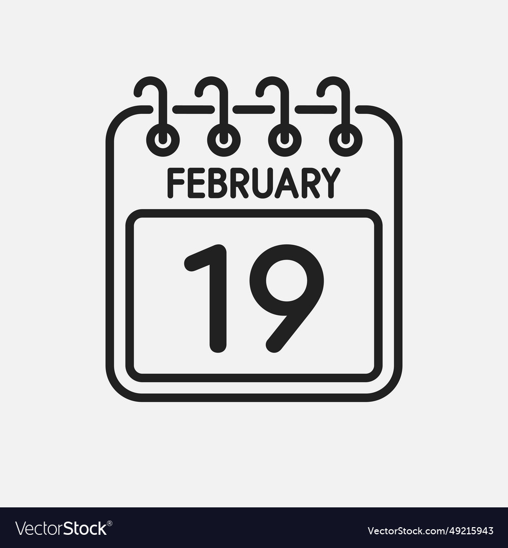 Icon page calendar day 19 february Royalty Free Vector