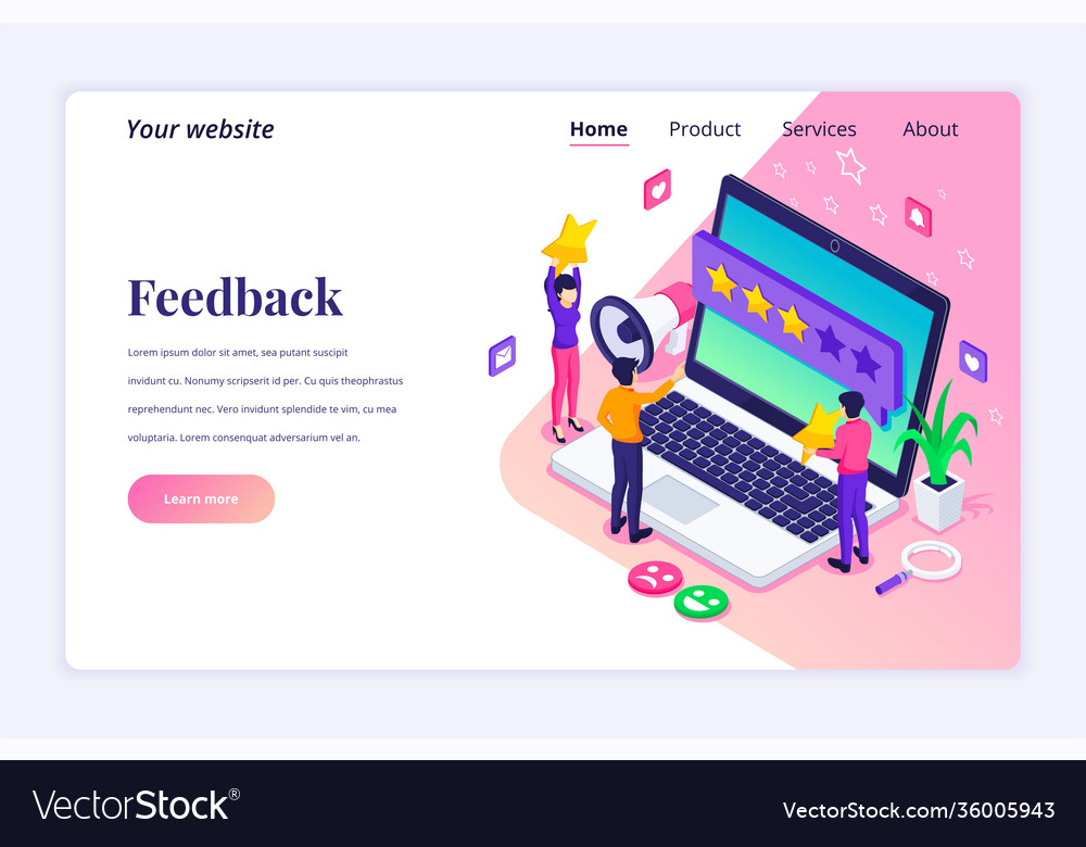 Isometric landing page design concept customer