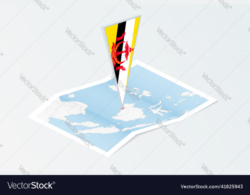 Isometric paper map of brunei with triangular vector image Isometric paper map of brunei with triangular