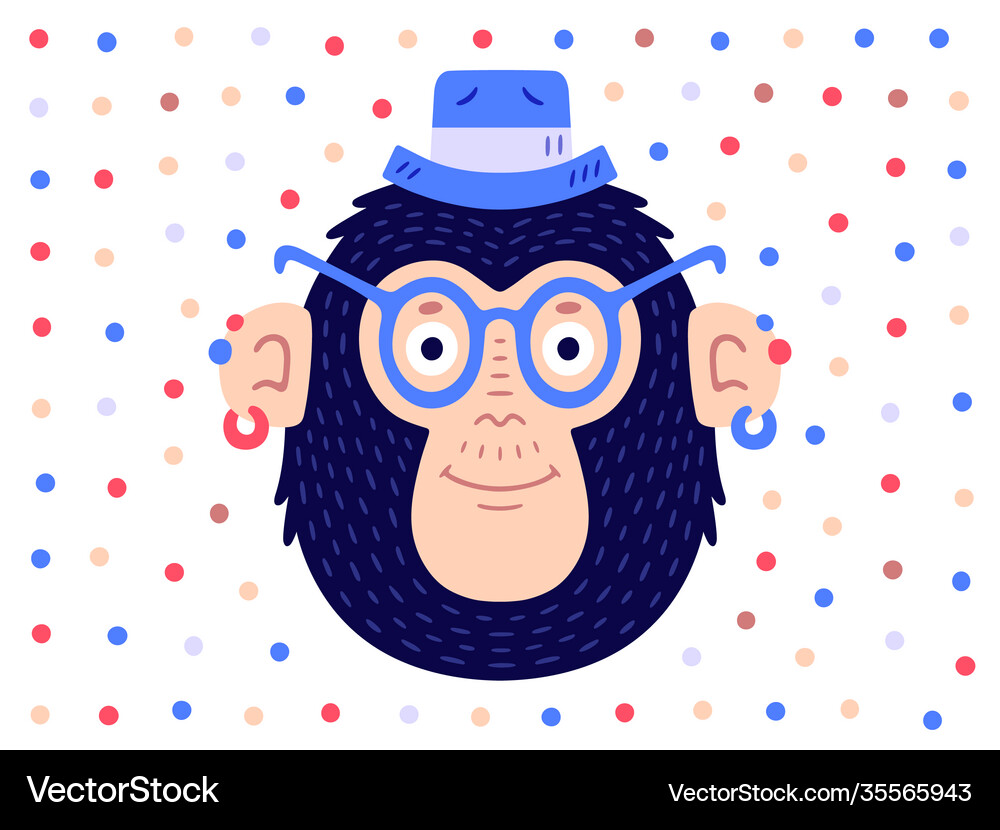 Monkey face flat Royalty Free Vector Image - VectorStock