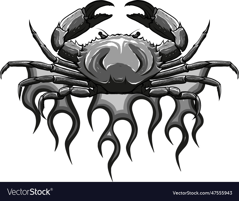 Monochrome crab with flames Royalty Free Vector Image