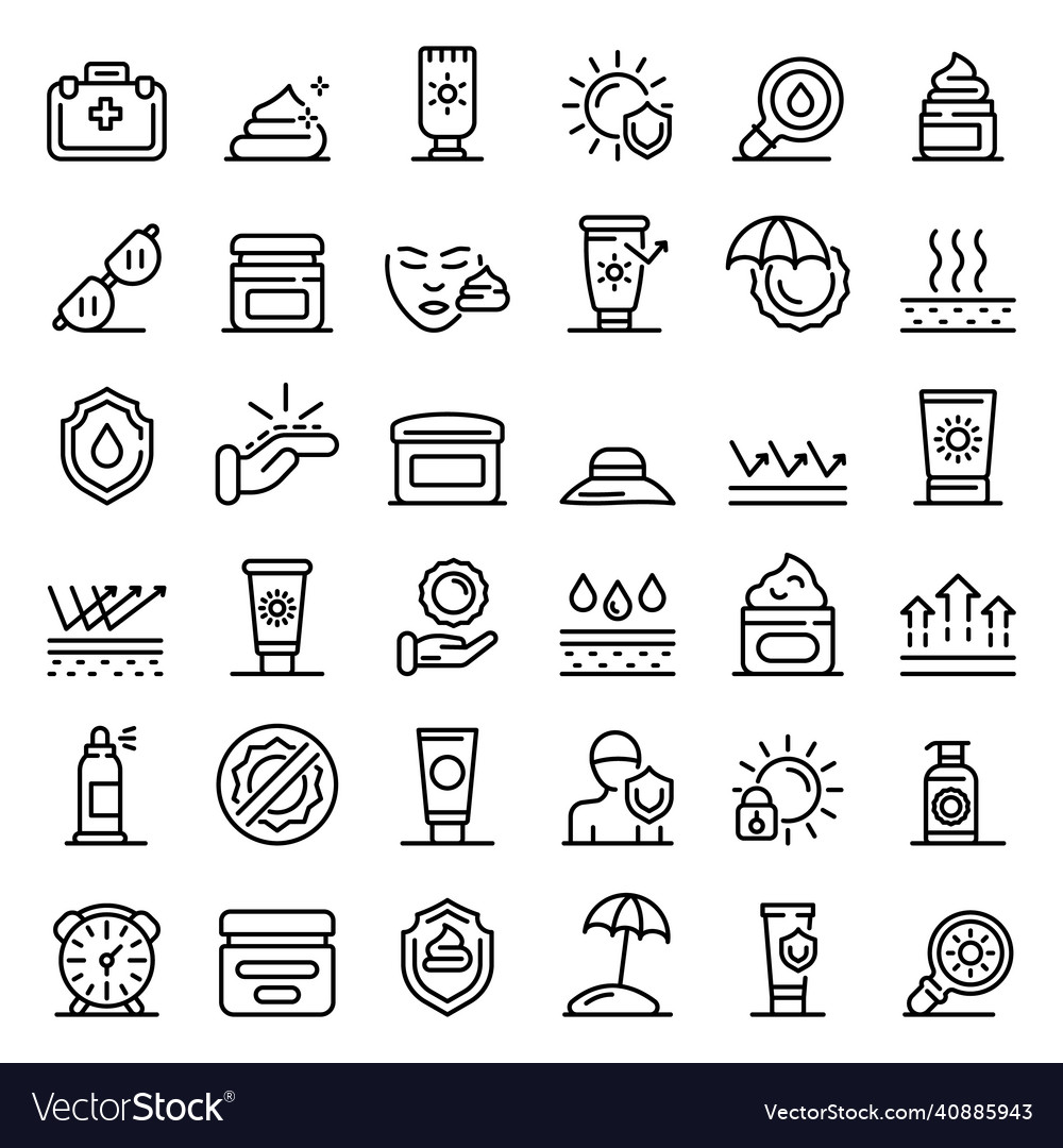 Name icons set outline style