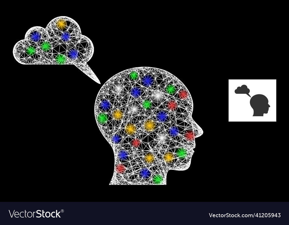 Network mesh user mental cloud icon with multi