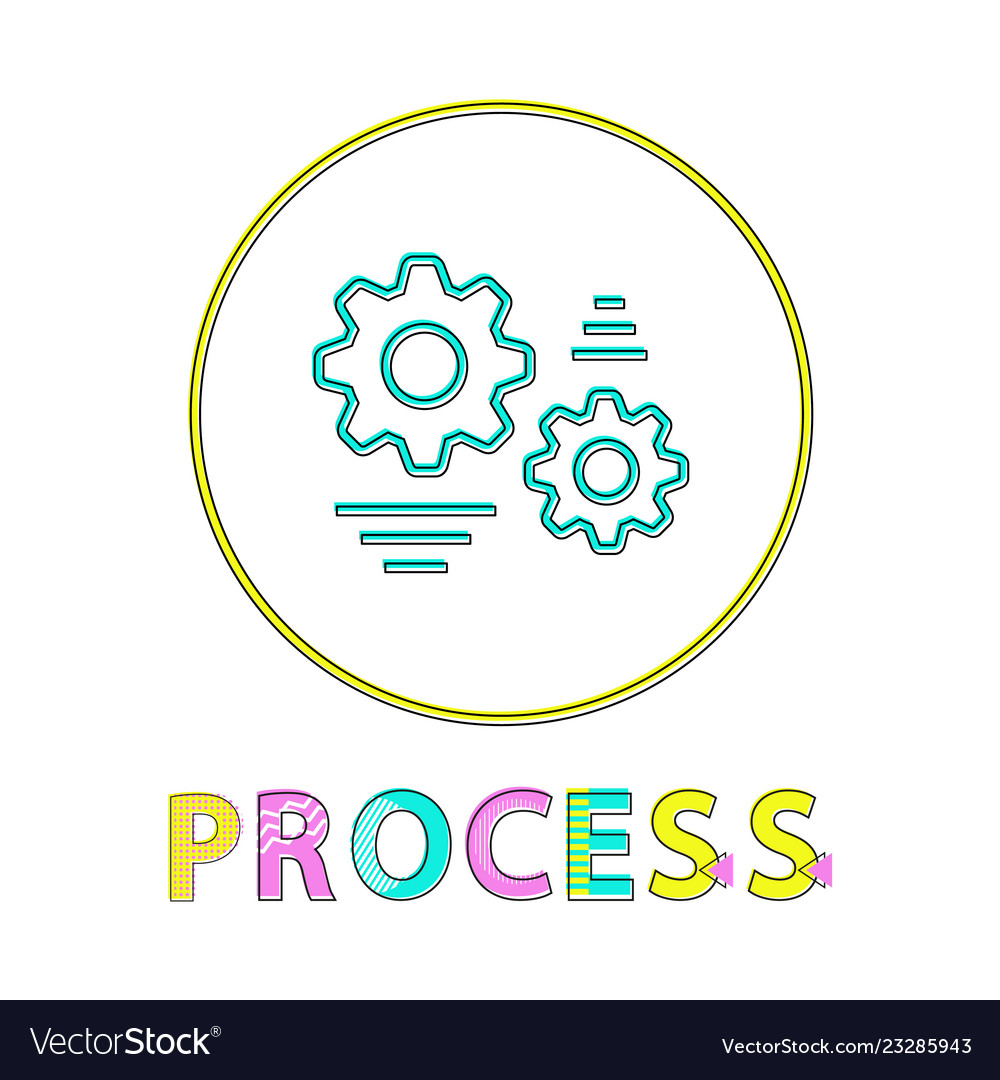 Process web round button linear bright template Vector Image Process web round button linear bright template