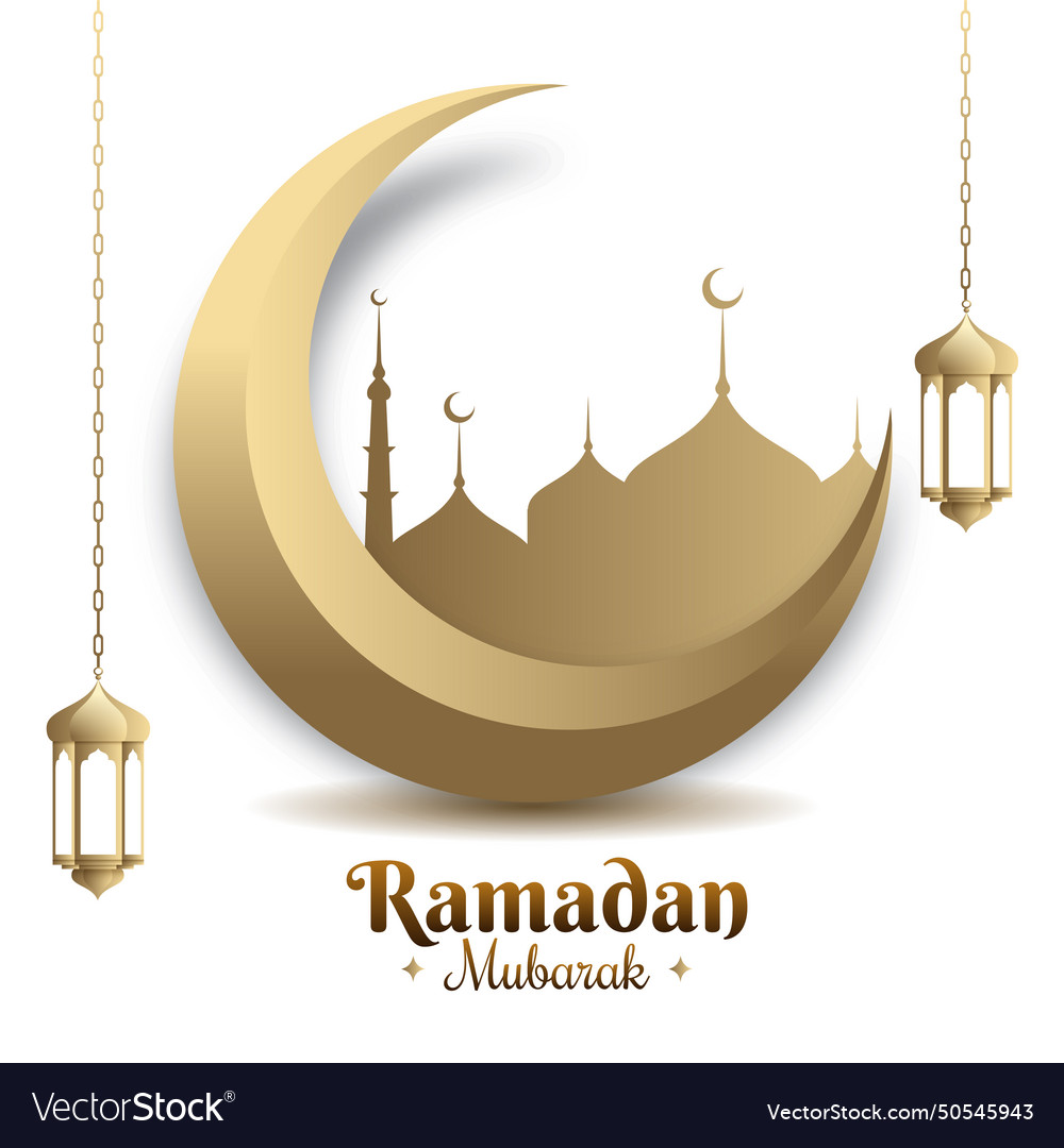 Ramzan mubarak greeting with islamic mosque Vector Image