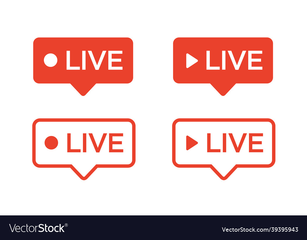 Red live buttons on a white background vector image Red live buttons on a white background