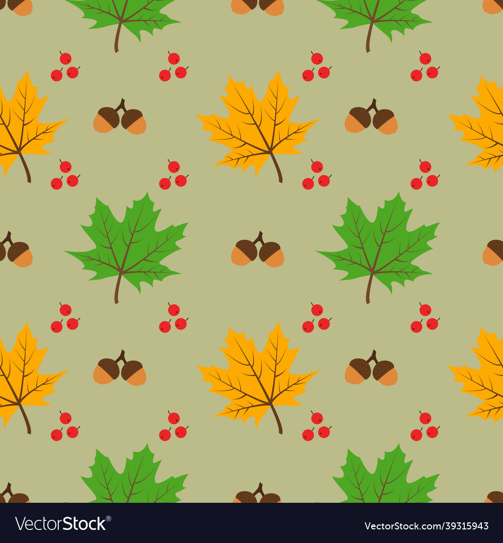 Seamless pattern with autumn elements vector image Seamless pattern with autumn elements
