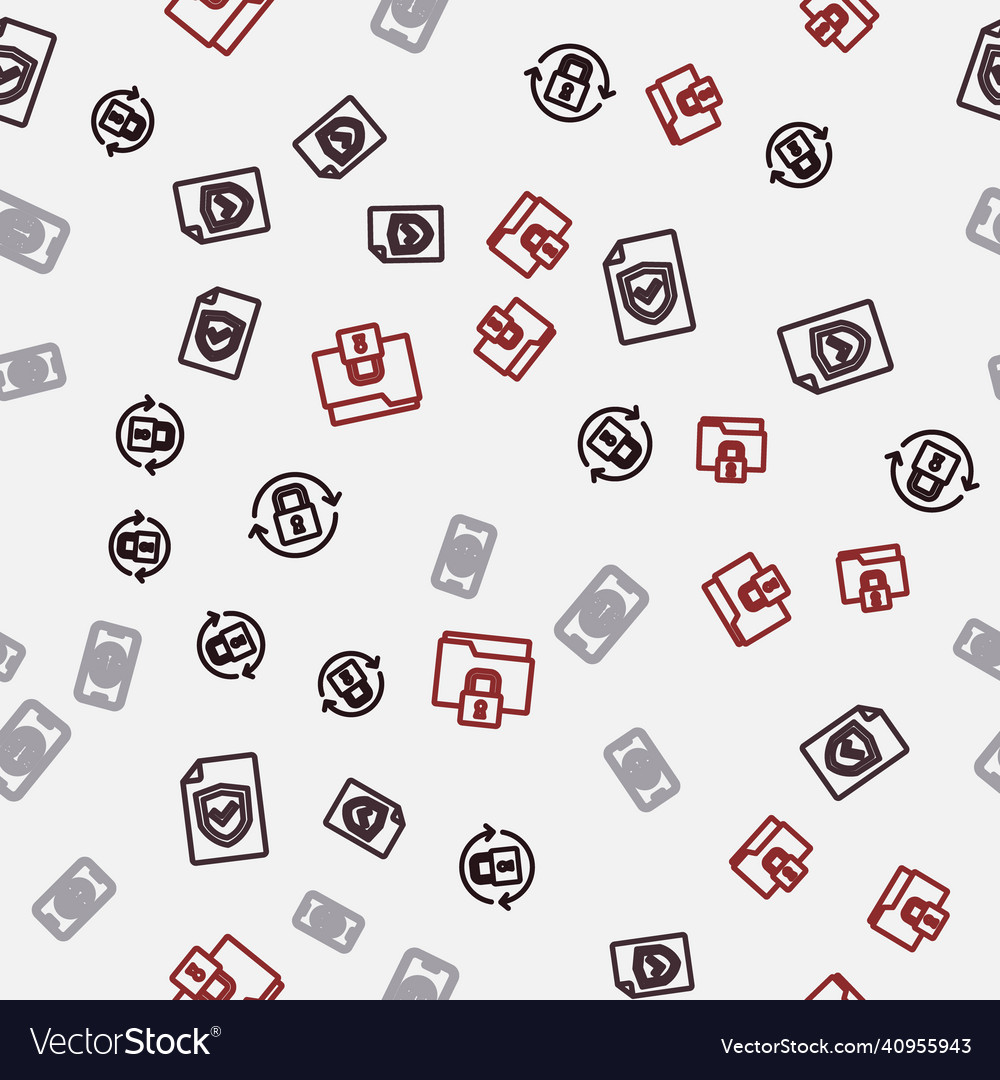 Set line lock contract with shield mobile vector image Set line lock contract with shield mobile