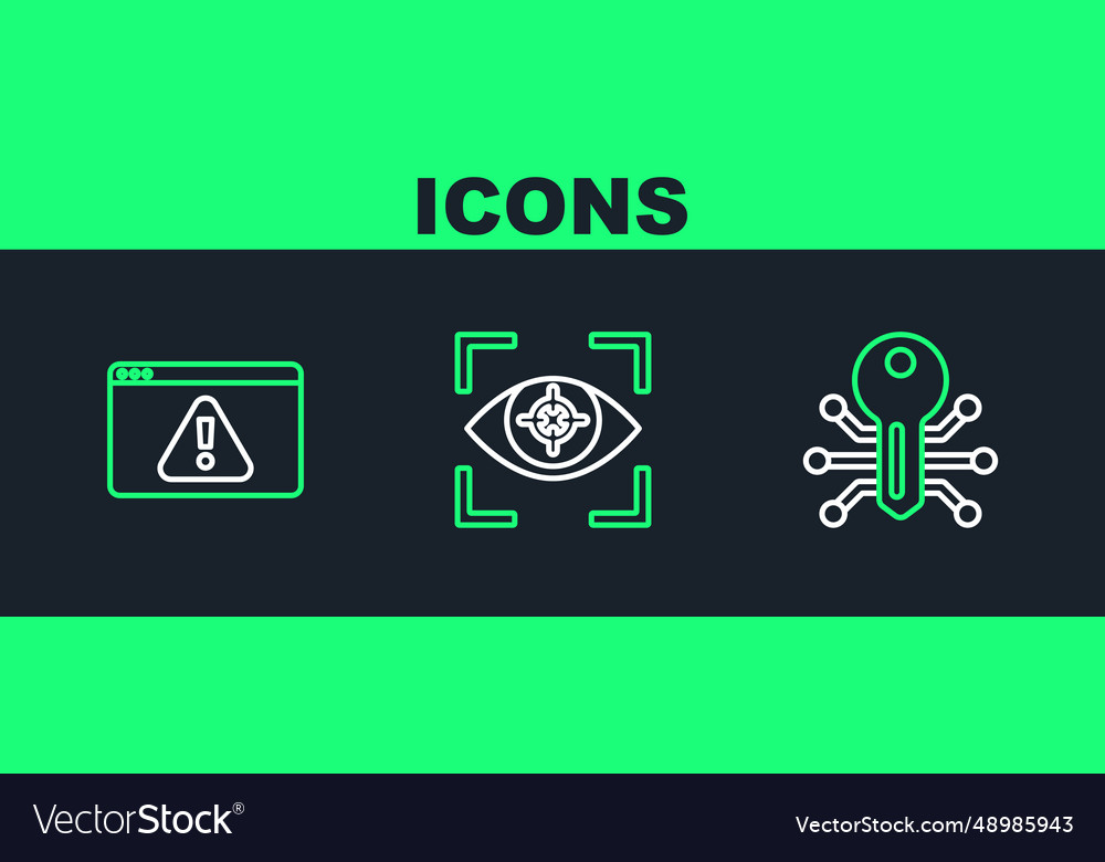 Set line smart key browser with exclamation mark vector image Set line smart key browser with exclamation mark