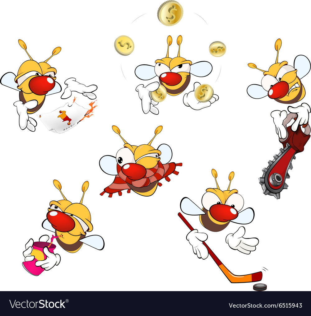 Set aus niedlichen Cartoon gelben Bienen