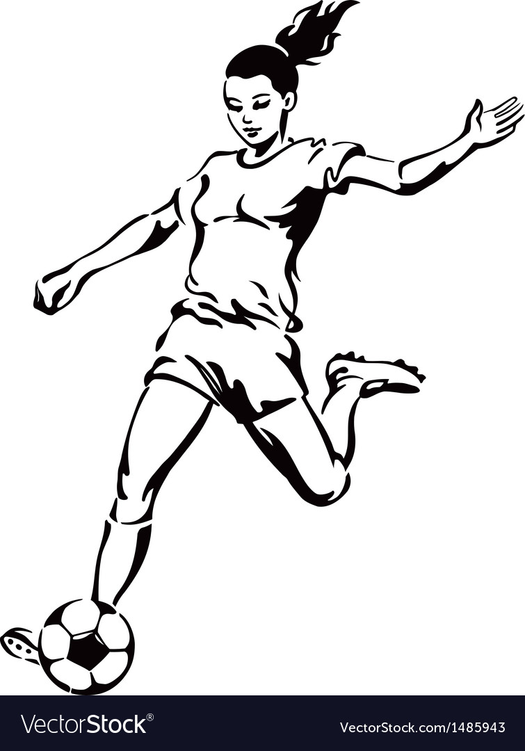 Soccer Football Female Player Royalty Free Vector Image