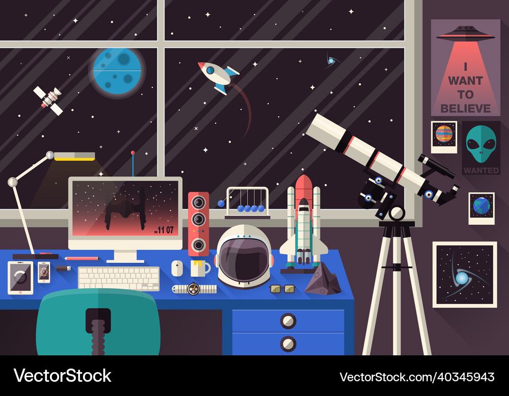 Space lover flat design Royalty Free Vector Image