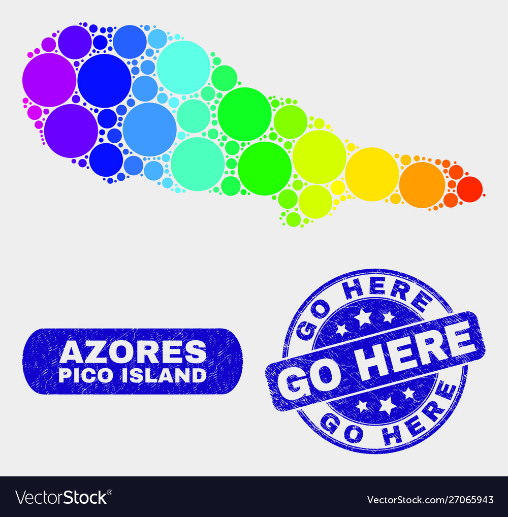 Spectrum mosaic pico island map and scratched go vector image Spectrum mosaic pico island map and scratched go