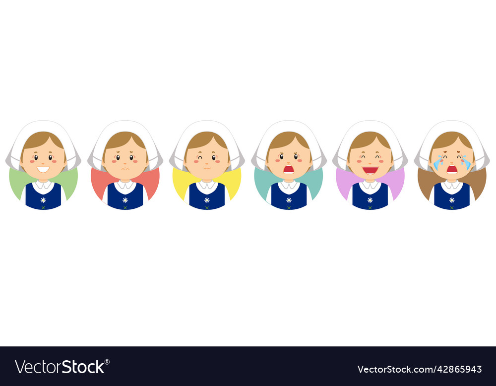 Swedia avatar with various expression Vector Image Swedia avatar with various expression