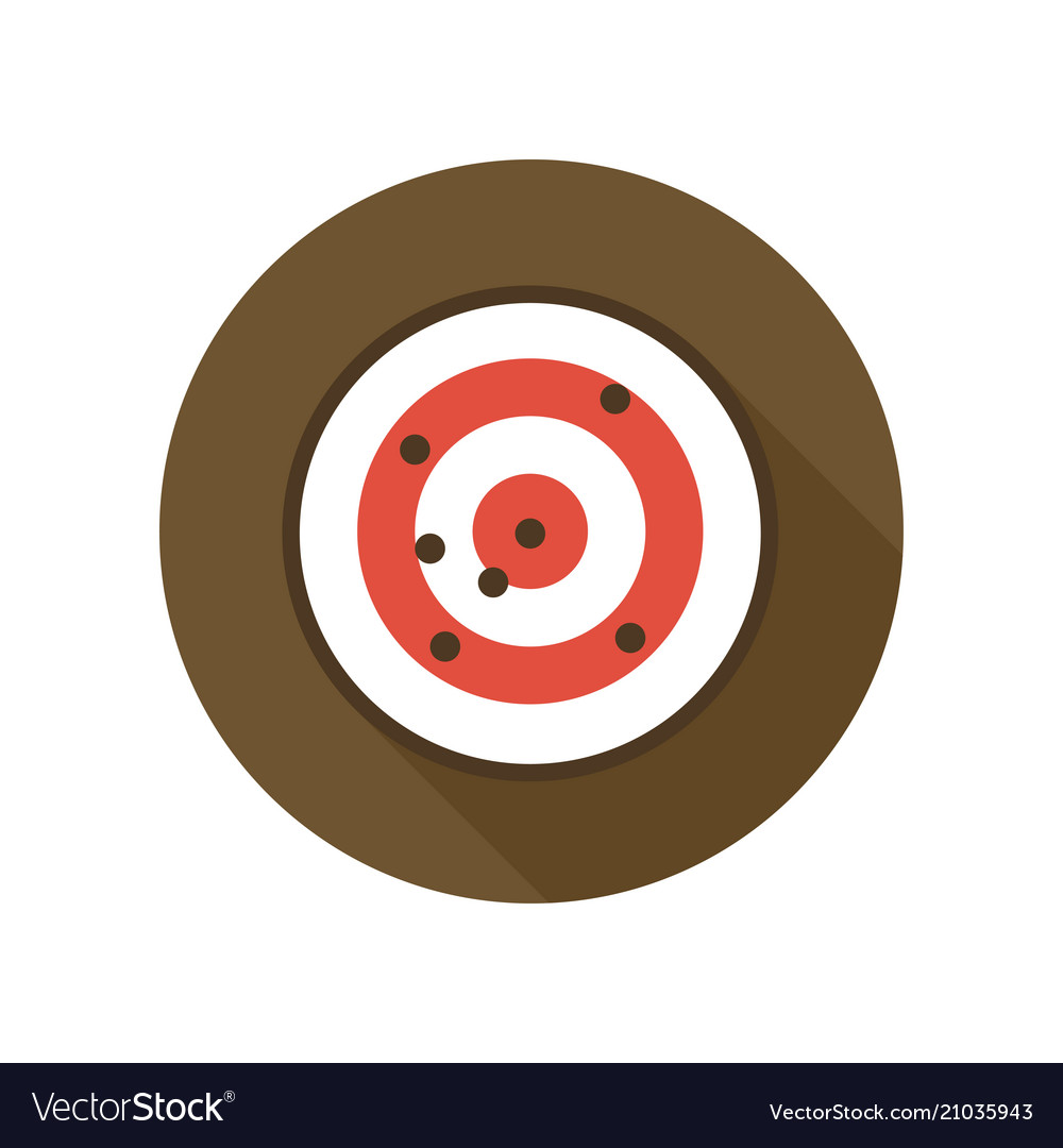 Target with bullet holes flat icon shooting range