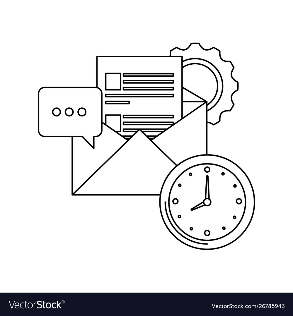 Time clock watch with envelope mail Vector Image Time clock watch with envelope mail