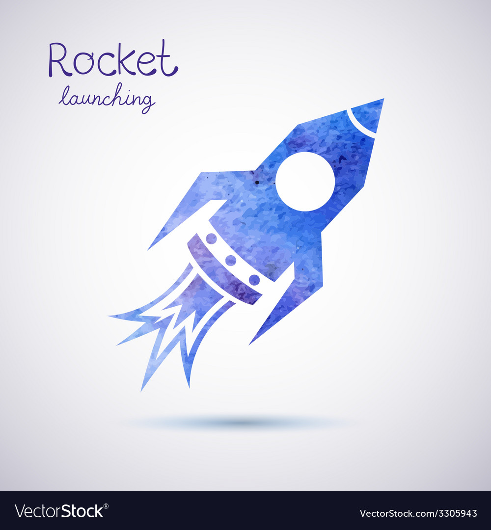 Watercolor rocket icon